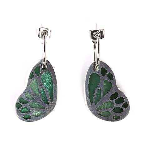 Green Butterfly Creole Earrings