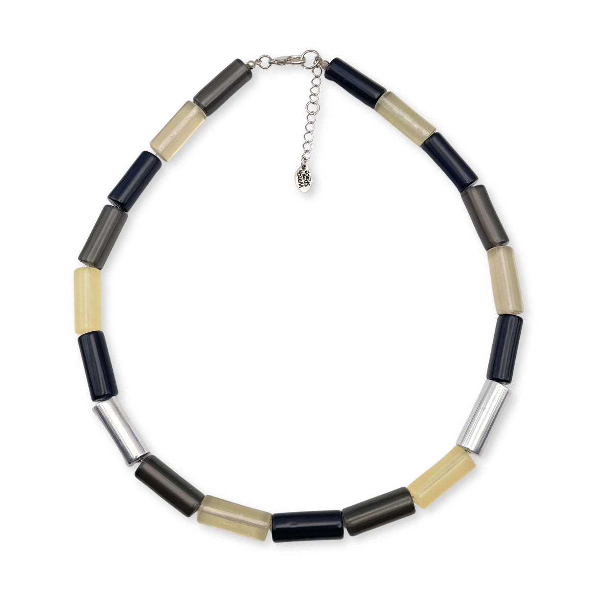 Black Resin and Pewter Tubes Necklace