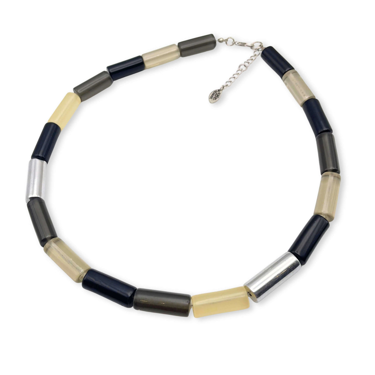 Black Resin and Pewter Tubes Necklace