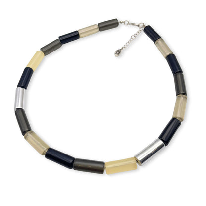 Black Resin and Pewter Tubes Necklace