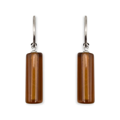 Caramel Resin and Pewter Tubes Creole Earrings