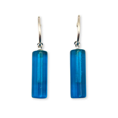 Turquoise Resin and Pewter Tubes Creole Earrings