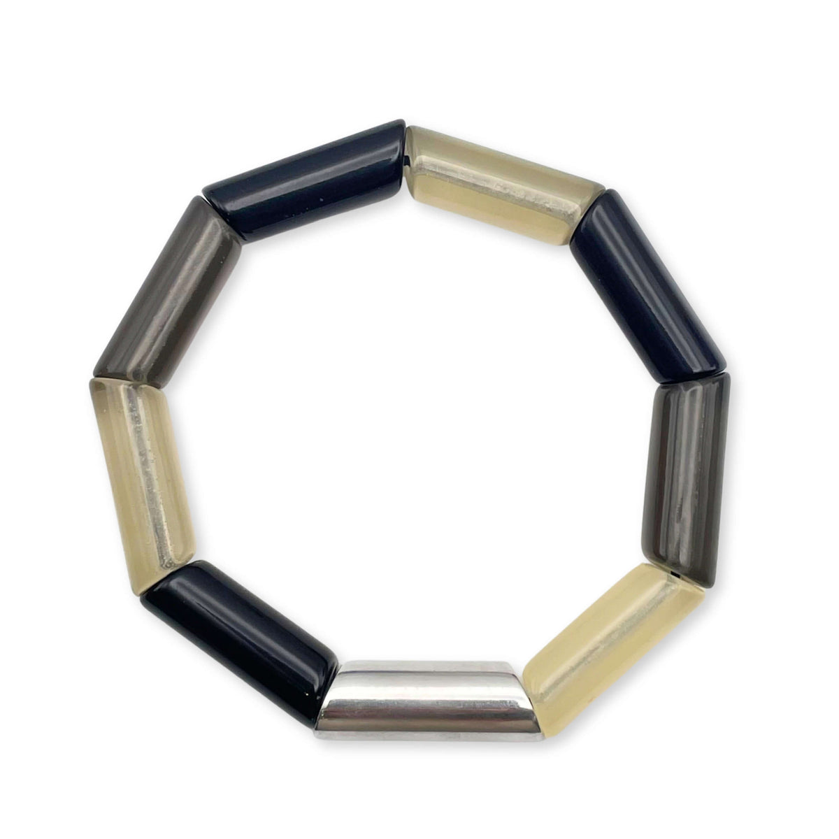 Black Resin and Pewter Tubes Bracelet