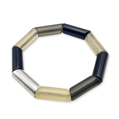 Black Resin and Pewter Tubes Bracelet
