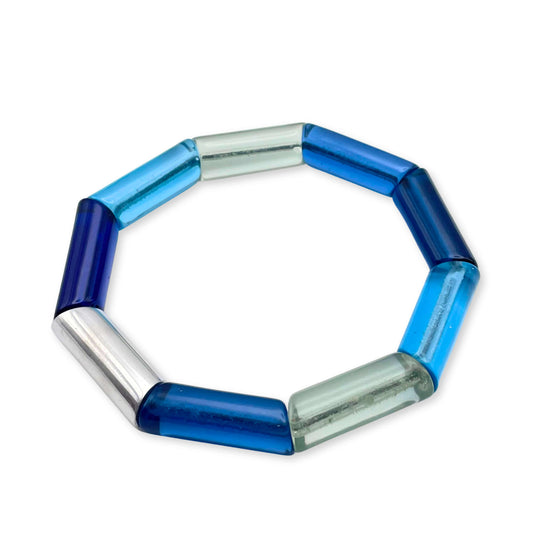Denim Resin and Pewter Tubes Bracelet