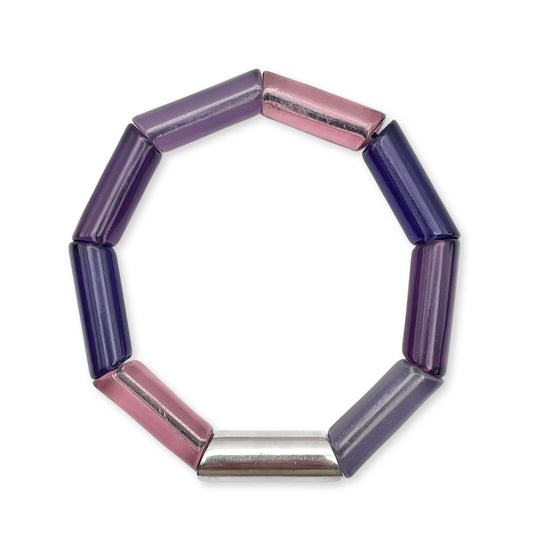 Purple Resin and Pewter Tubes Bracelet