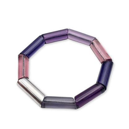 Purple Resin and Pewter Tubes Bracelet
