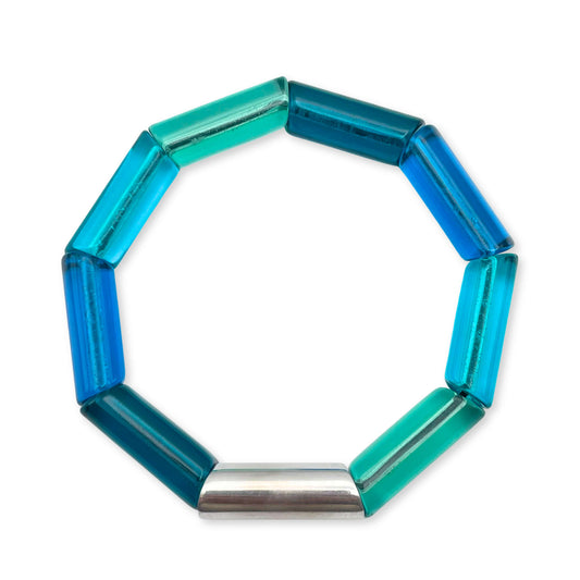 Turquoise Resin and Pewter Tubes Bracelet