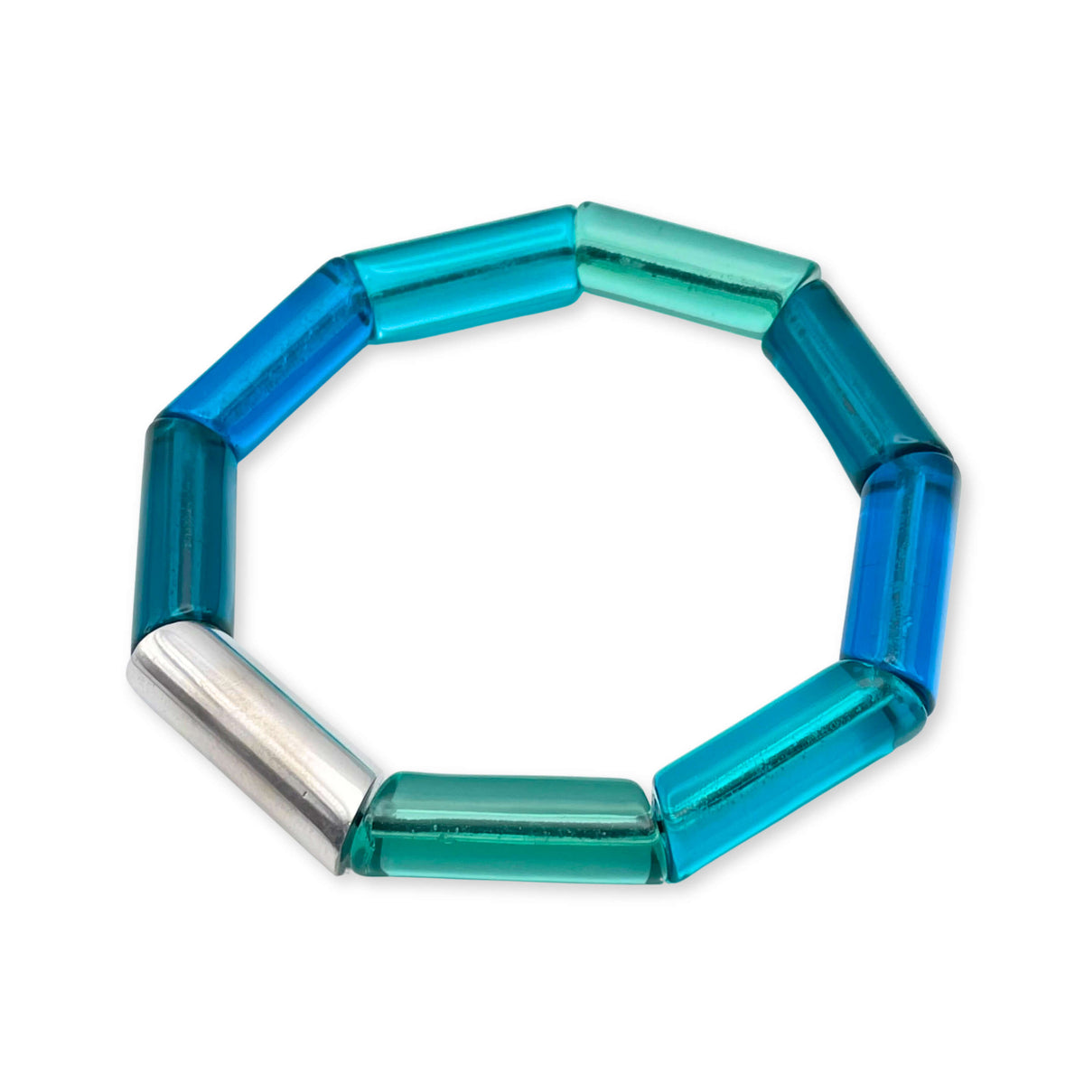 Turquoise Resin and Pewter Tubes Bracelet