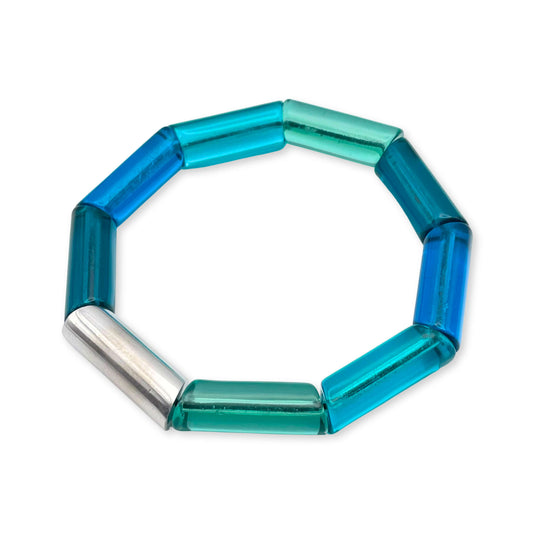 Turquoise Resin and Pewter Tubes Bracelet