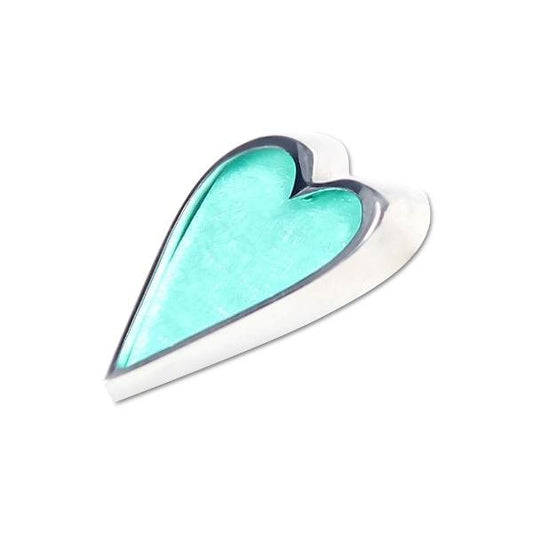 Aqua Sliced Heart Brooch