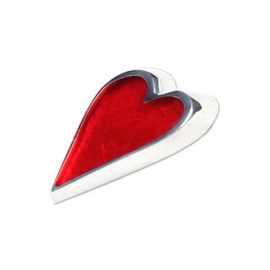 Red Sliced Heart Brooch