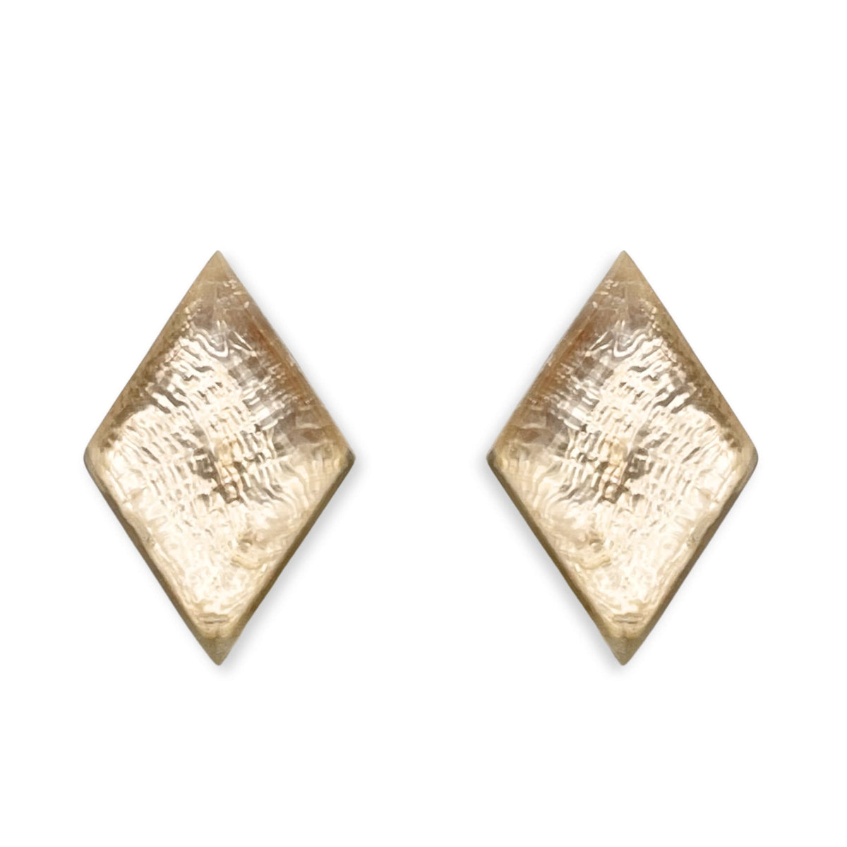 Gold Diamond Shaped Stud Earrings In Resin And Shell