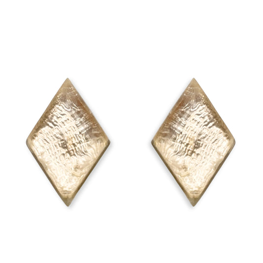 Gold Diamond Shaped Stud Earrings In Resin And Shell