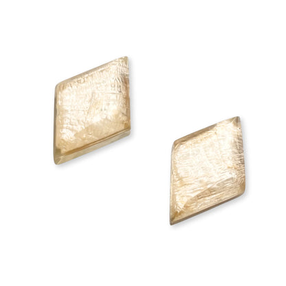 Gold Diamond Shaped Stud Earrings In Resin And Shell