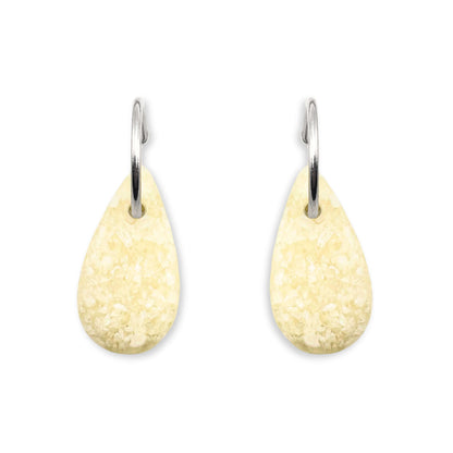 White Teardrop Shaped Stone Creole Earrings