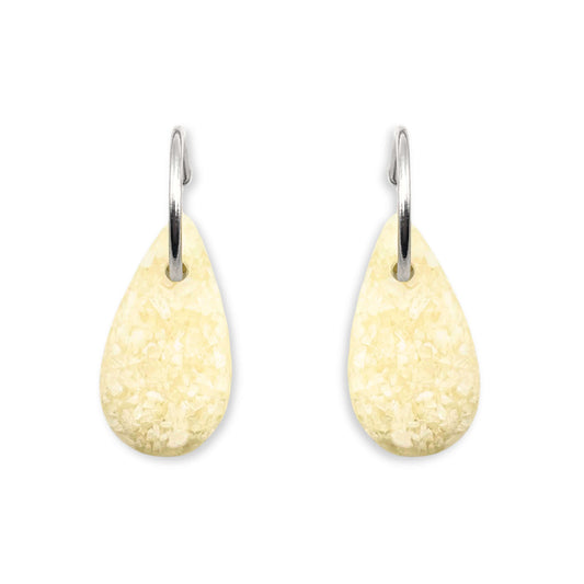 White Teardrop Shaped Stone Creole Earrings