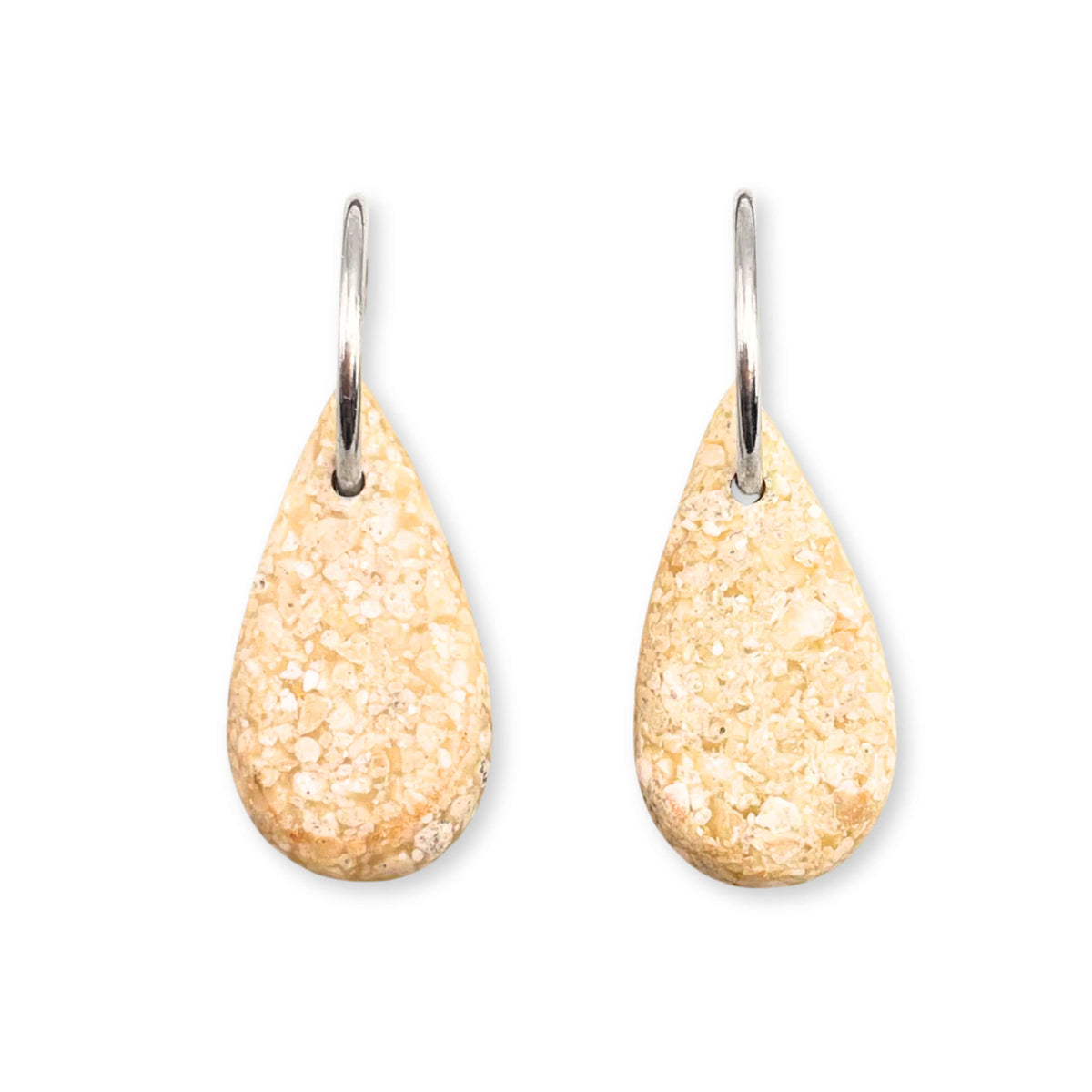Cream Stone Teardrop Creole Earrings