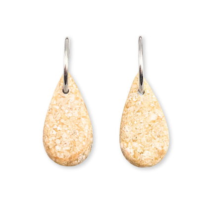 Cream Stone Teardrop Creole Earrings