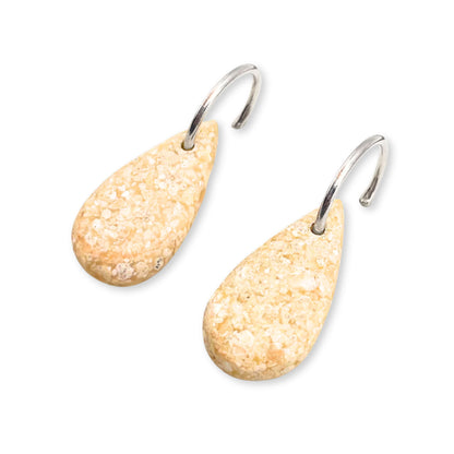 Cream Stone Teardrop Creole Earrings