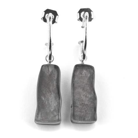 Black Jagged Tiles Creole Earrings