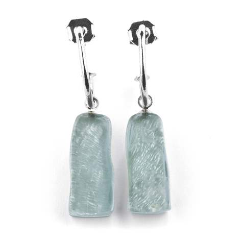 Navy Jagged Tiles Creole Earrings