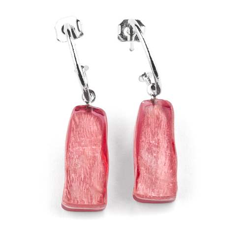 Raspberry Jagged Tiles Creole Earrings