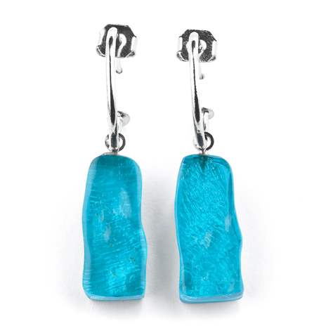 Turquoise Jagged Tiles Creole Earrings