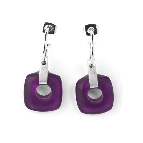 Purple Square Lollipop Matte Creole Earrings | The Jewellery Stop