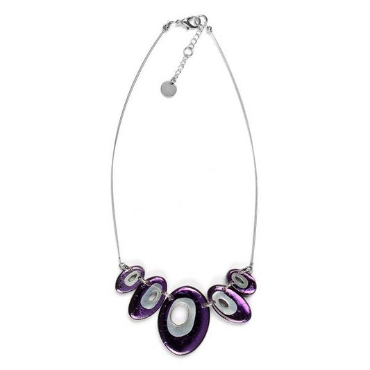 Purple Oval Pewter Necklace | The Jewellery Stop