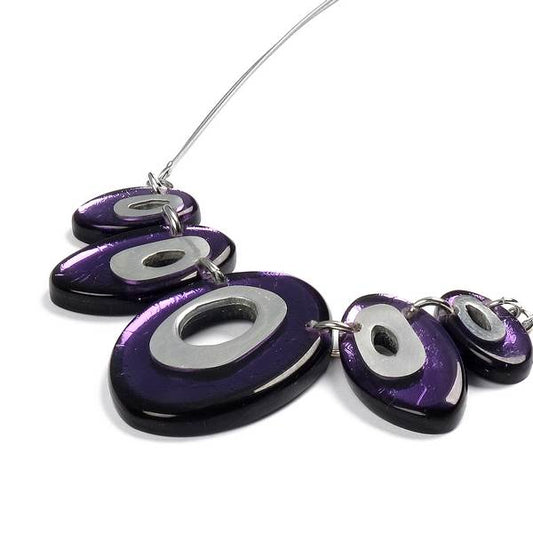 Purple Oval Pewter Necklace | The Jewellery Stop