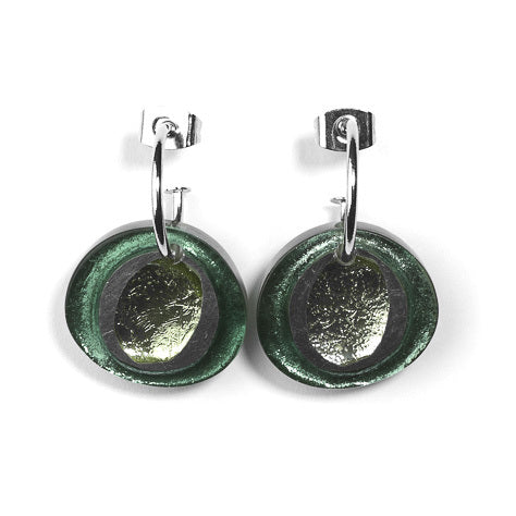Mint Pewter Line Creole Earrings