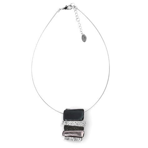 Black Textured Stack Classic Pendant | The Jewellery Stop