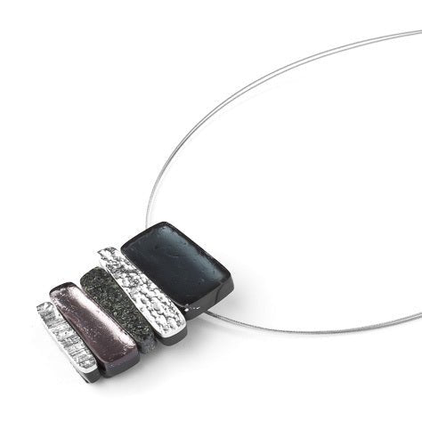 Black Textured Stack Classic Pendant | The Jewellery Stop