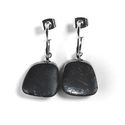 Black Stacked Oblong Creole Earrings