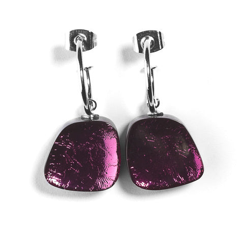 Pink Stacked Oblong Creole Earrings