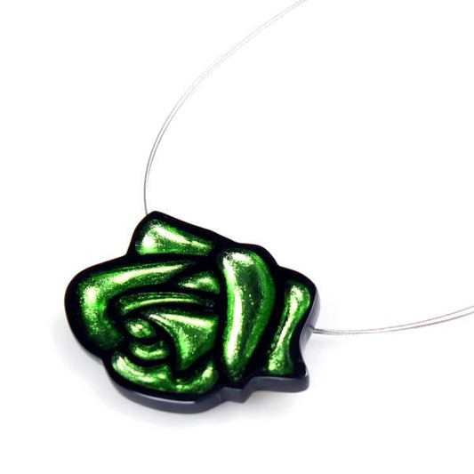 Green Rose Pendant on Wire