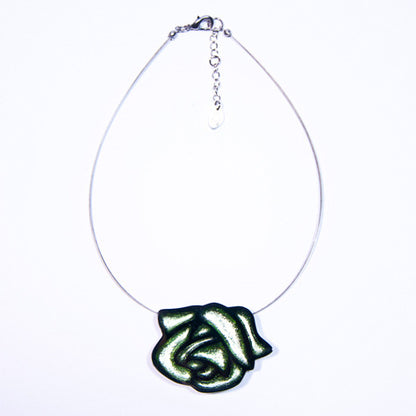Mint Rose Pendant on Wire