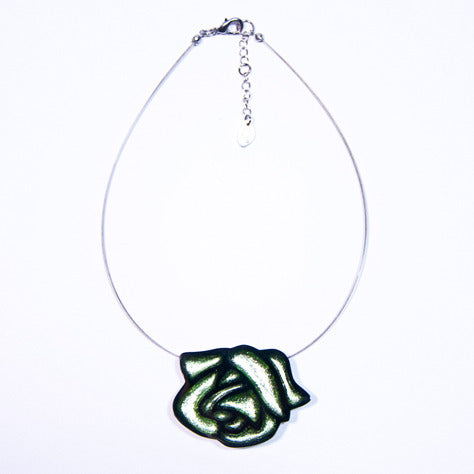 Mint Rose Pendant on Wire