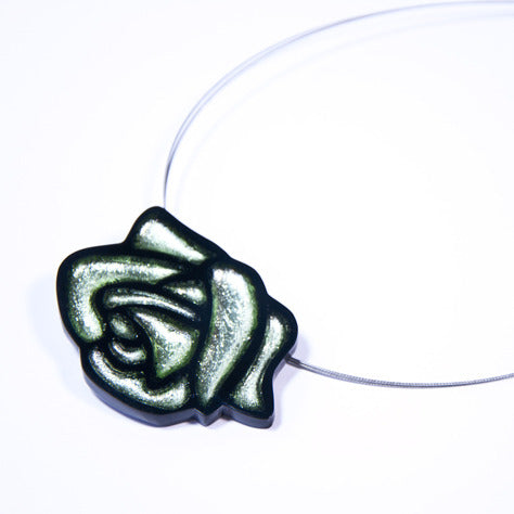 Mint Rose Pendant on Wire