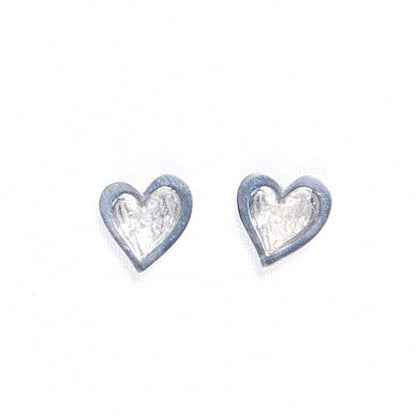 Pewter Textured Pewter Heart Stud Earrings