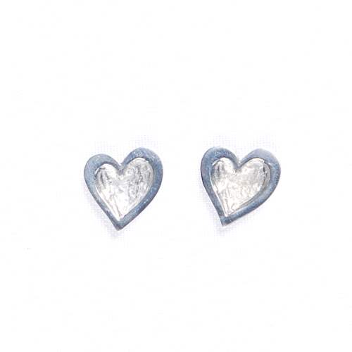 Pewter Textured Pewter Heart Stud Earrings