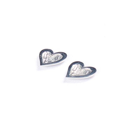Pewter Textured Pewter Heart Stud Earrings