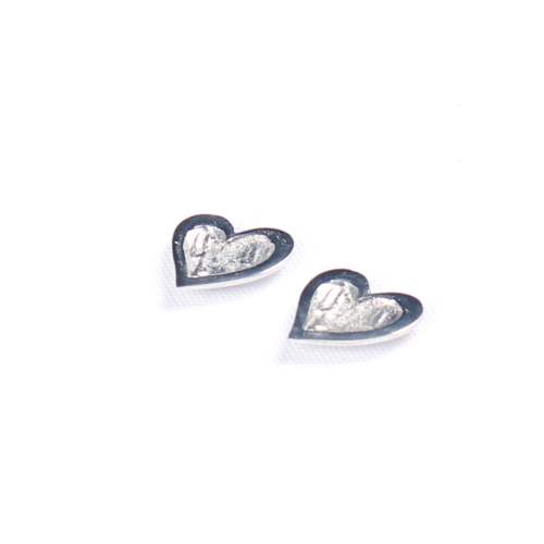 Pewter Textured Pewter Heart Stud Earrings