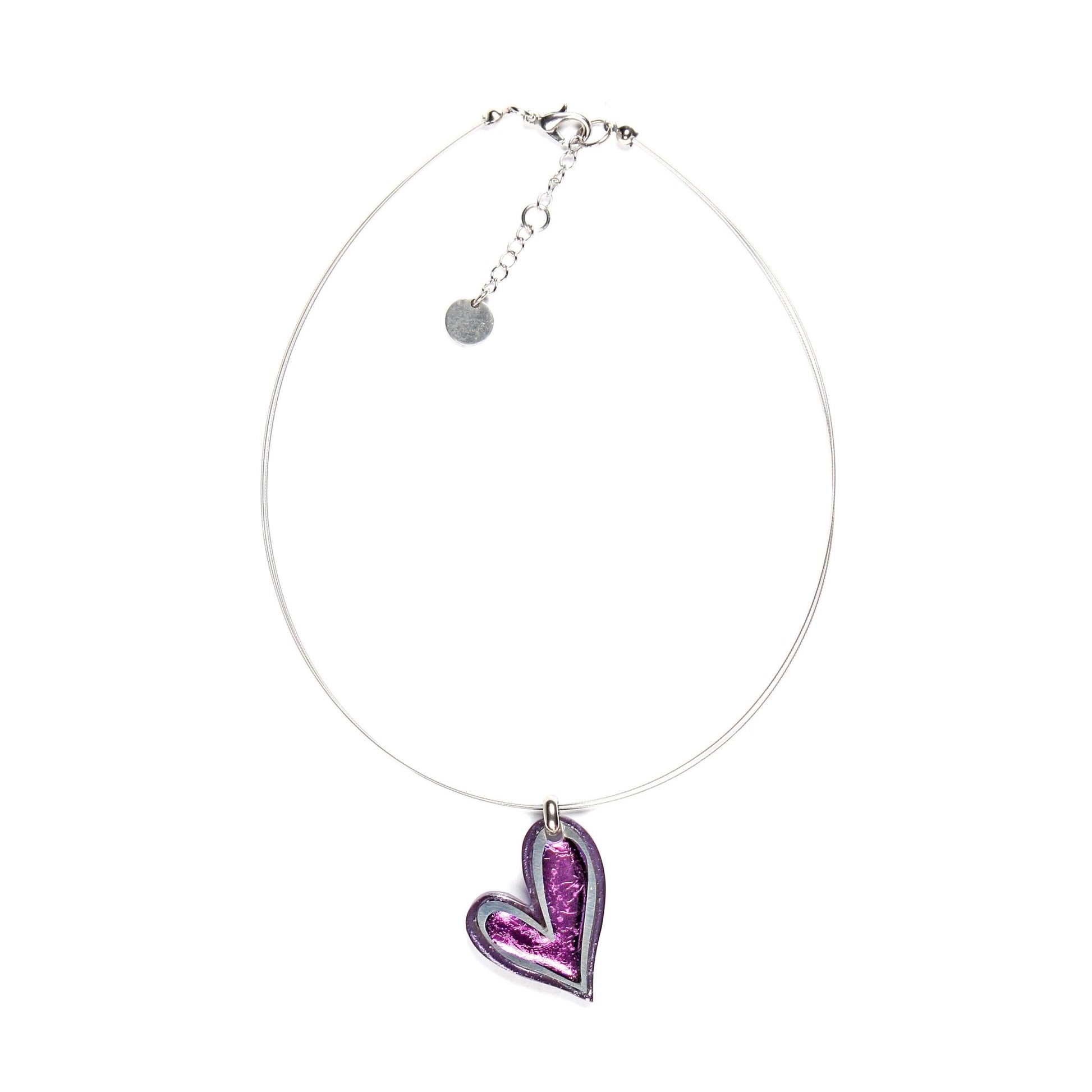 Purple Linear Heart Small Pendant | The Jewellery Stop