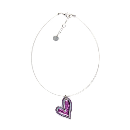 Purple Linear Heart Small Pendant | The Jewellery Stop