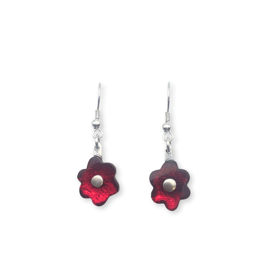 Red Cherry Blossom Creole Earrings