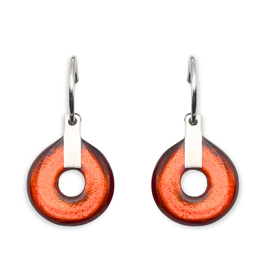 Amber Doughnut on Pewter Creole Earrings
