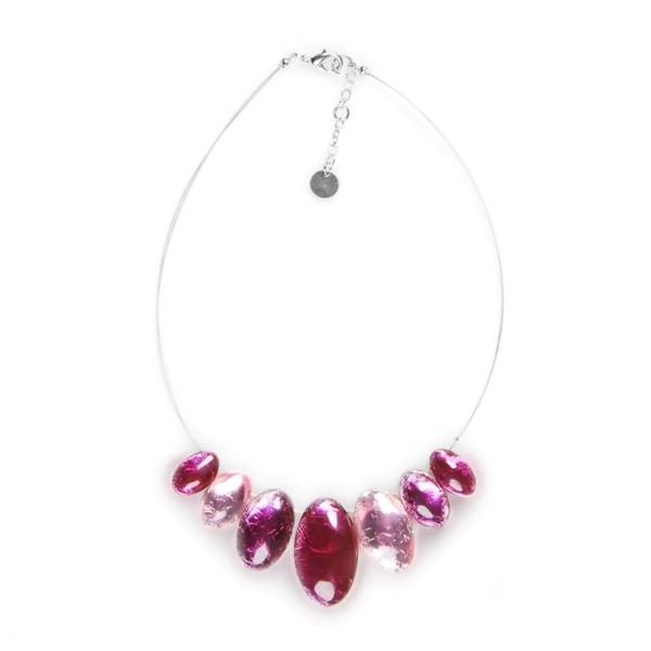 Raspberry Classic Ovals Rounded Necklace