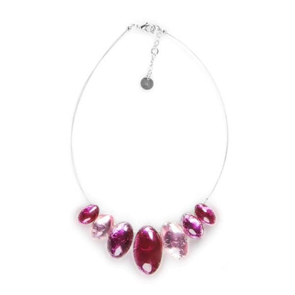 Raspberry Classic Ovals Rounded Necklace